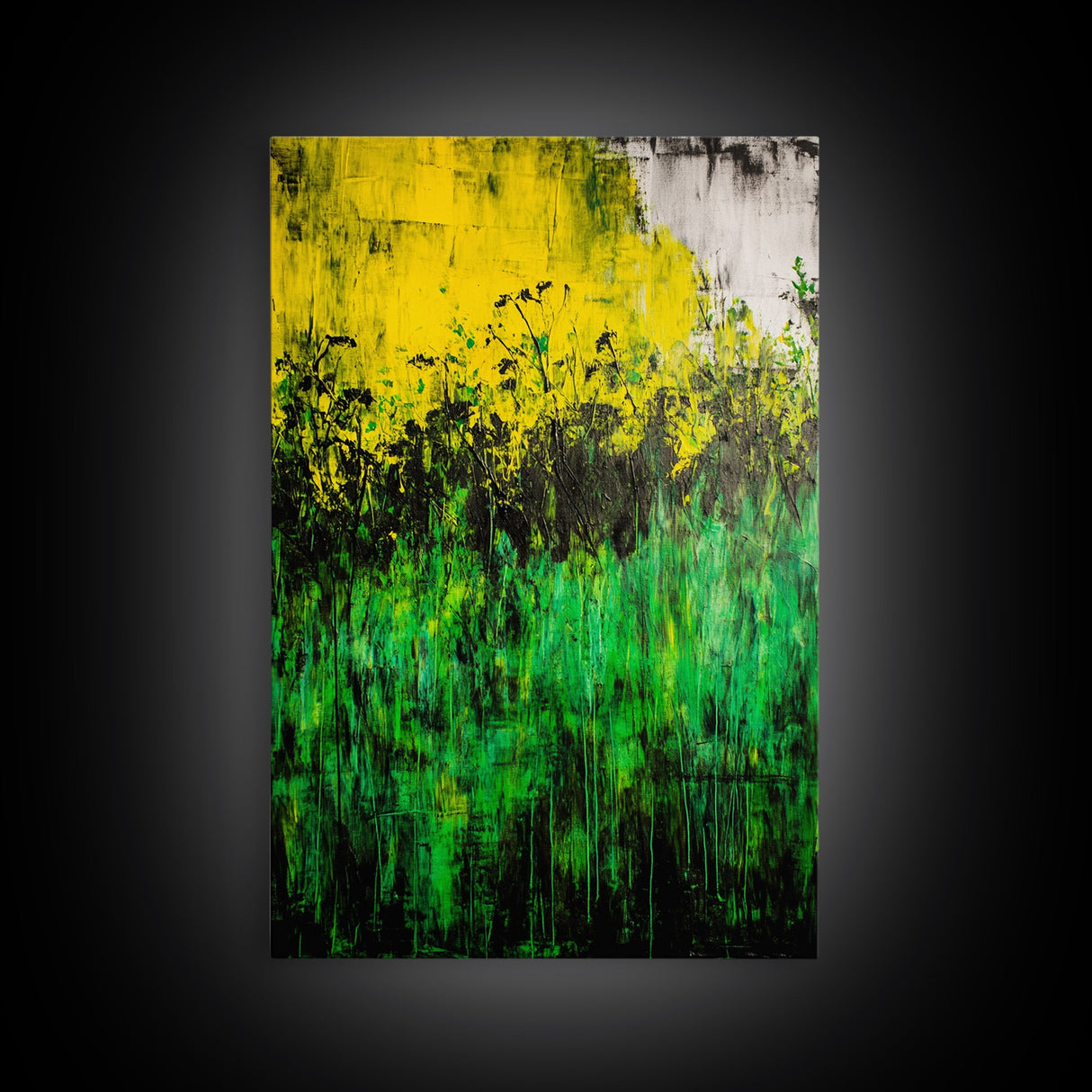 Wildflowers, Green and Yellow, Nature Wall Art, Canvas Print, Boho Art, Botanical Decor, Living Room Art, Earthy Tones, Floral Aesthetic
