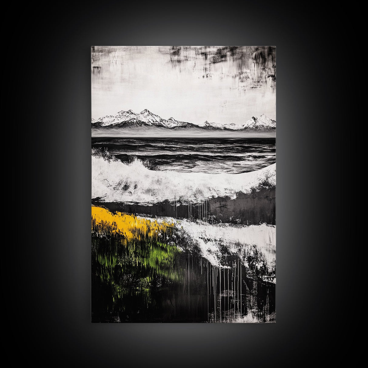Mountain Sunset, Bold Colors, Abstract Landscape, Framed Canvas Print, Fall Wall Art, Rustic Home Decor, Large Wall Painting