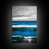 Ocean Waves, Coastal Abstract, Bold Blue, Canvas Print, Beach Wall Art, Modern Minimalist Painting, Bedroom Wall Decor
