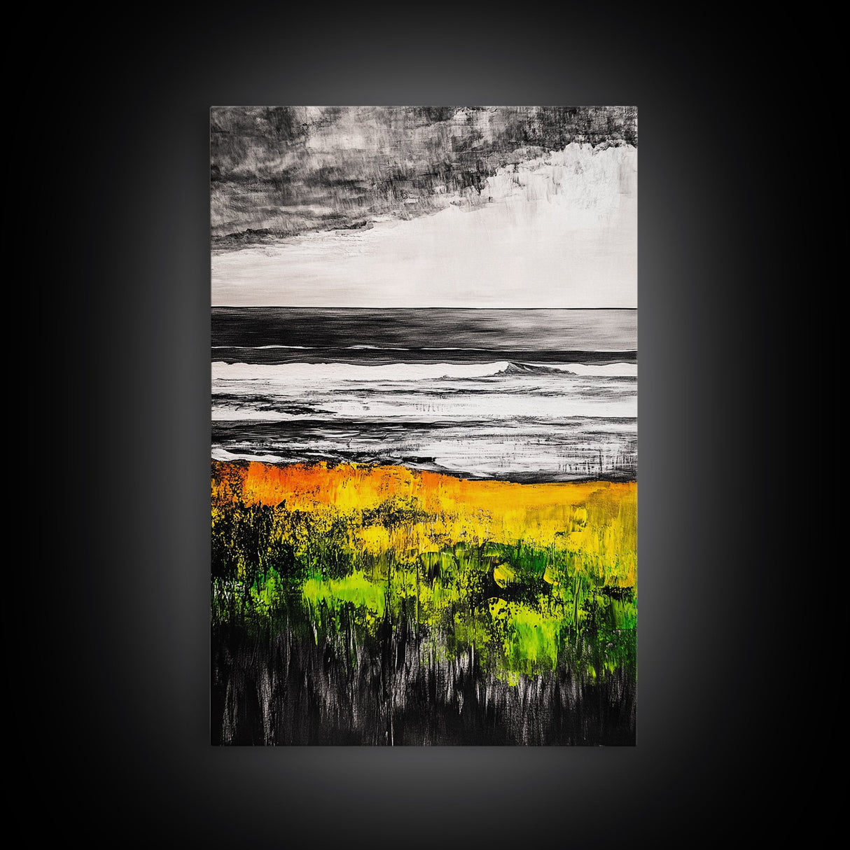 Golden Meadow, Wild Grasses, Tranquil Beach, Framed Canvas Print, Nature Wall Art, Fall Decor, Minimalist Landscape