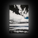 Ocean Serenity, Coastal Wall Art, Minimalist Seascape, Beach House Decor, Monochrome Landscape, Tranquil View, Canvas Print