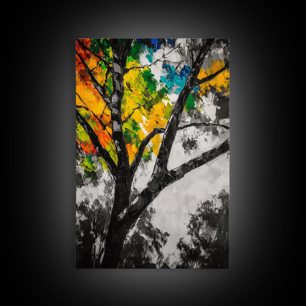 Autumn Tree, Colorful Wall Art, Vibrant Home Decor, Modern Nature Painting, Boho Wall Print, Seasonal Aesthetic, Canvas Print