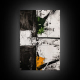 Greenery Abstract Painting, Textured Black White Art, Canvas Print, Minimalist Wall Art, Living Room Decor, Modern Home Accent