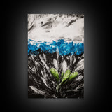 Desert Cactus Painting, Blue Sky Black White, Framed Canvas Print, Modern Southwest Art, Rustic Wall Decor, Minimalist Nature Art