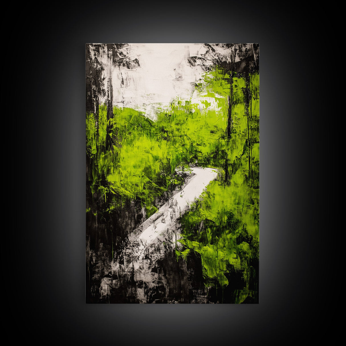 Greenery Path, Enchanted Forest, Nature Trail, Framed Canvas Print, Boho Wall Art, Botanical Home Decor, Living Room Artwork, Cozy Aesthetic