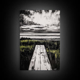 Pathway Beach Scene, Serene Coastal Art, Black and White Landscape, Modern Wall Decor, Relaxing Nature Framed Canvas Print, Office Art