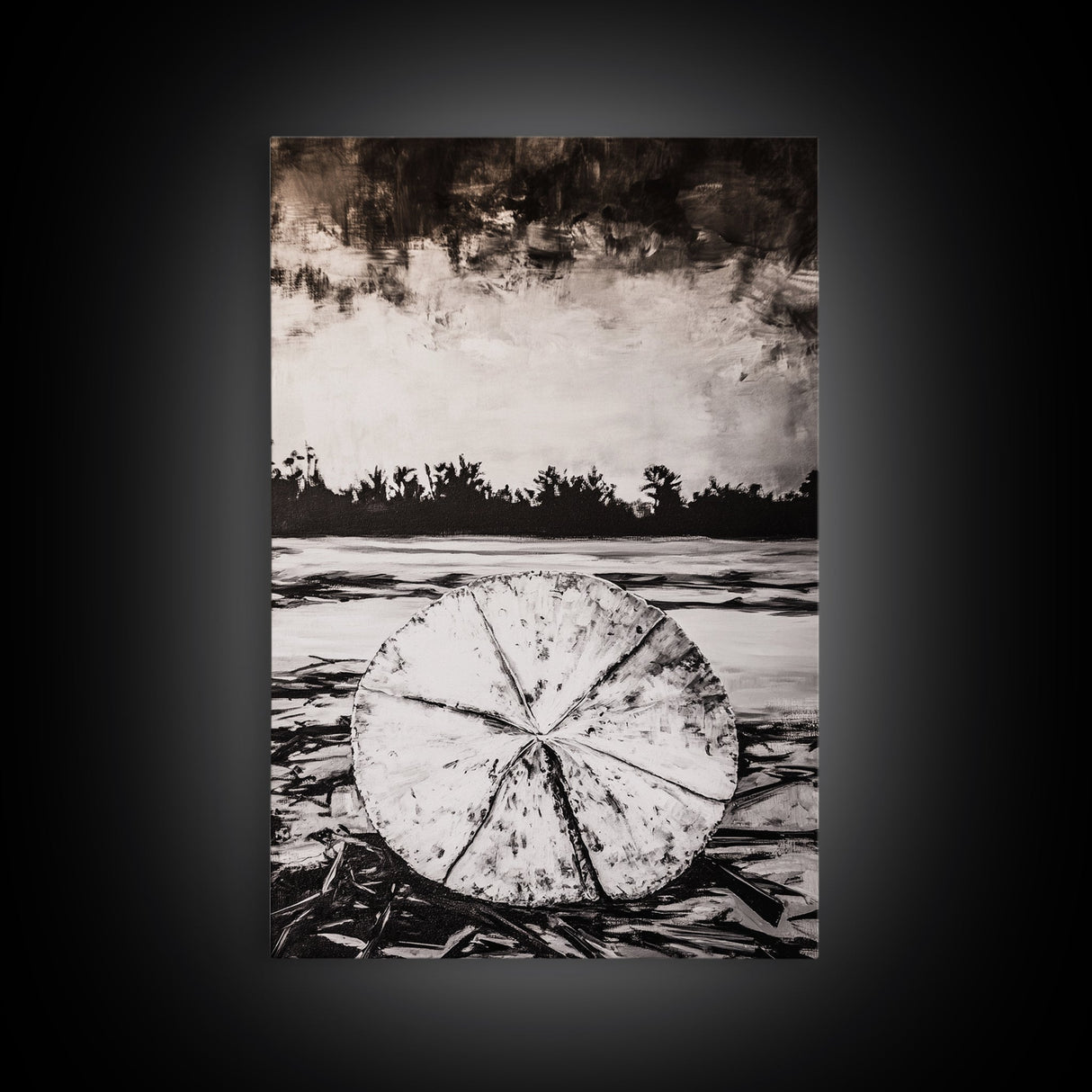 Lotus Reflection, Zen Wall Art, Black and White Nature Print, Minimalist Boho Decor, Meditative Aesthetic, Framed Canvas Print