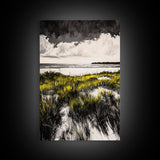Dune Grass, Coastal Landscape Wall Art, Beach House Decor, Serene Nature Print, Rustic Seaside Art, Framed Canvas Print