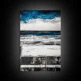 Ocean Horizon, Moody Sky Seascape, Coastal Art Print, Black and White Beach Decor, Modern Home Wall Art, Relaxing Framed Canvas Print