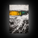 Ocean Waves, Coastal Abstract, White Black Art, Framed Canvas Print, Living Room Decor, Beach House Art, Minimalist Seascape