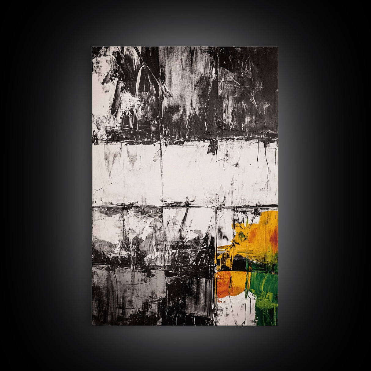 Textured Abstract, Mixed Media Art, Urban Modern, Black and Yellow, Minimalist Home Decor, Contemporary Artwork, Canvas Print