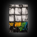 Abstract Windows, Modern Wall Art, Black and White Geometric Print, Industrial Home Decor, Framed Canvas Print, Contemporary Office Art