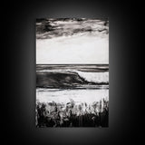 Black White Waves, Ocean Wall Art, Minimalist Coastal, Framed Canvas Print, Beach House Decor, Monochrome Seascape, Surfer Gift