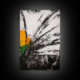 Abstract Grass, Modern Wall Art, Minimalist Home Decor, Framed Canvas Print, Black White Gold, Contemporary Artwork, Bold Design