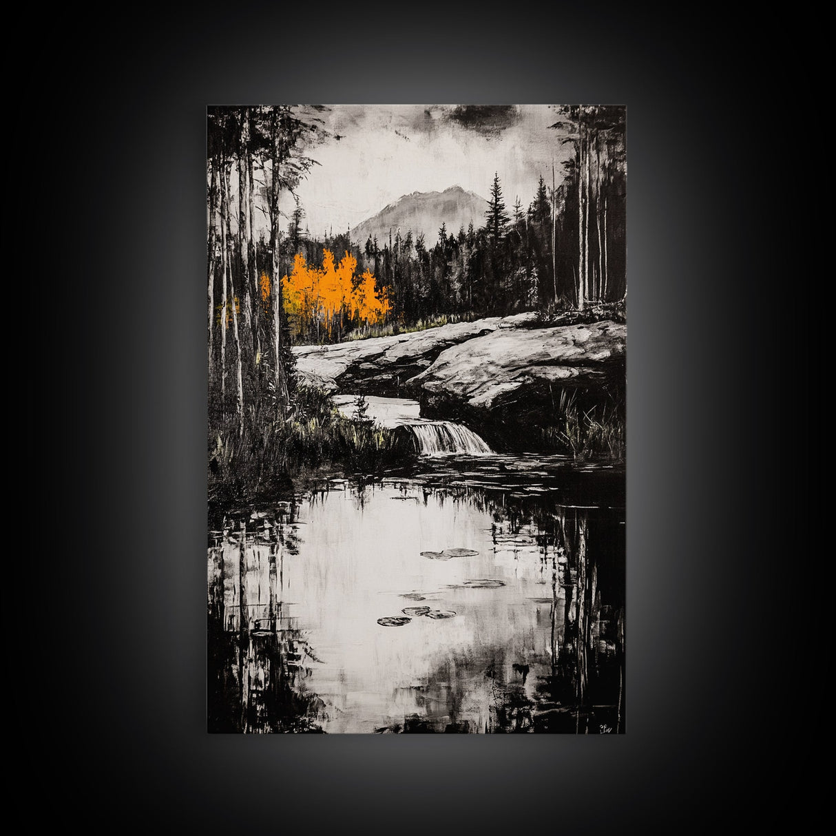Mountain Stream, Autumn Forest, Nature Landscape Art, Cabin Decor, Wilderness Scenic Print, Living Room Wall Art, Canvas Print
