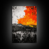Fiery Abstract, Bold Modern Art, Framed Canvas Print, Contemporary Wall Art, Orange and Black Decor, Living Room Art, Statement Piece