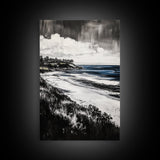 Ocean View, Coastal Landscape, Blue Wave, Framed Canvas Print, Beach House Decor, Modern Wall Art, Minimalist Seascape, Large Wall Art
