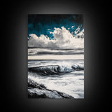 Ocean Wave Art, Seascape Print, Coastal Wall Decor, Seaside Art, Nautical Home Aesthetic, Beach House Wall Print, Framed Canvas Print
