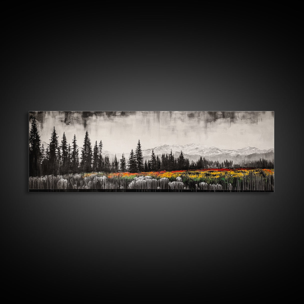 Mountain Landscape, Black and White Wall Art, Modern Nature Print, Rustic Living Room Decor, Autumn Canvas Print, Large Wall Art