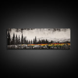 Mountain Landscape, Black and White Wall Art, Modern Nature Print, Rustic Living Room Decor, Autumn Canvas Print, Large Wall Art