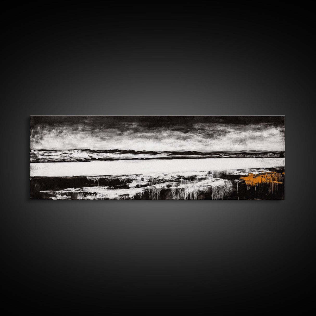 Moody Lake, Black and White Landscape, Canvas Print, Rustic Wall Art, Cabin Decor, Modern Minimalist Art, Office Artwork