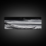 Black and White Beach, Coastal Wall Art, Modern Seascape, Minimalist Art, Monochrome Print, Framed Canvas Print, Bedroom Decor