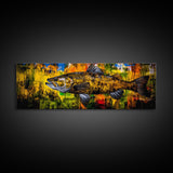 Vibrant Fish Painting, Rustic Fishing Wall Art, Colorful Wildlife Print, Cabin Wall Decor, Nature Canvas Print, Framed Canvas Print