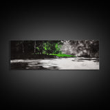 Misty Forest, River Landscape, Green Nature, Framed Canvas Print, Large Wall Art, Nature Wall Decor, Living Room Art, Modern Art