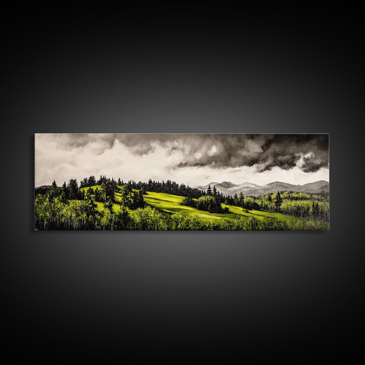 Rolling Hills, Green Landscape, Mountain View, Canvas Print, Nature Inspired Art, Living Room Wall Art, Scenic Home Decor, Rustic Art