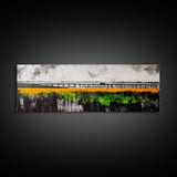 Lakeside Reflection, Golden Meadow, Dramatic Sky, Framed Canvas Print, Landscape Wall Art, Nature Inspired Art, Bedroom Wall Decor, Rustic Charm