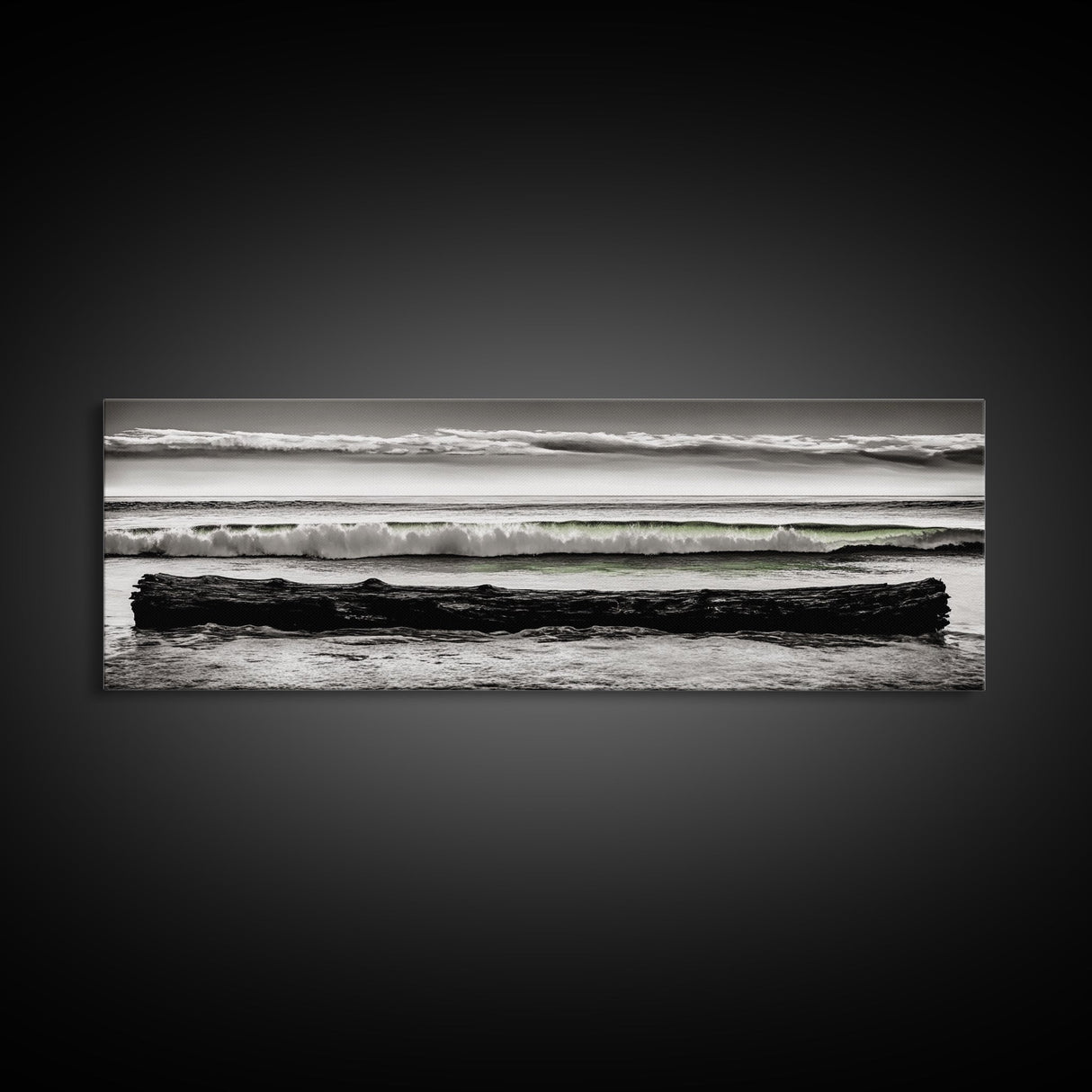 Ocean Waves, Black and White Photography, Coastal Art, Framed Canvas Print, Beach House Decor, Minimalist Seascape, Nautical Theme