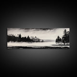 Foggy Forest, Minimalist Landscape, Nature Lover Wall Art, Framed Canvas Print, Calm and Serene Decor, Woodland Theme, Cozy Home Art