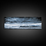 Blue Ocean, Stormy Waves, Mountain Seascape, Canvas Print, Coastal Wall Art, Nautical Home Decor, Living Room Art, Large Modern Print
