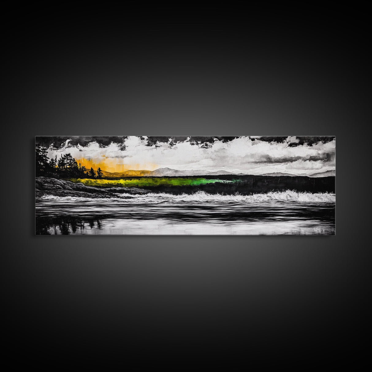 Mountain Reflection, Forest Lake, Scenic Landscape, Nature Canvas Print, Framed Canvas Print, Living Room Art, Wilderness Wall Art