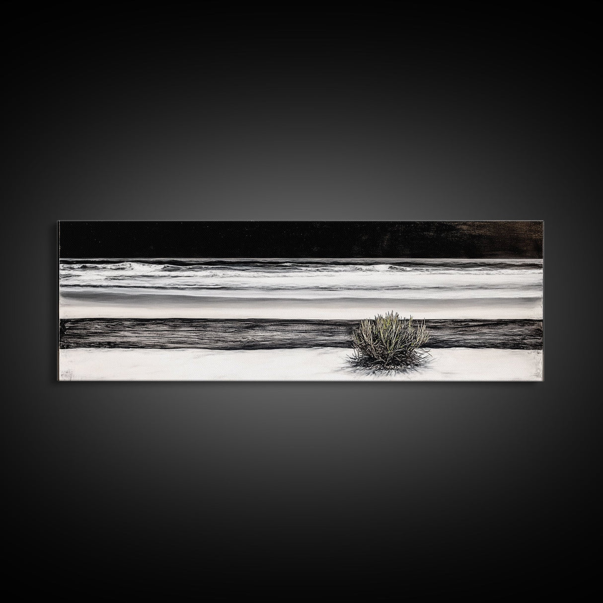 Black and White Seascape, Coastal Wall Art, Minimalist Ocean Art, Modern Beach Decor, Framed Canvas Print, Bedroom Art, Monochrome Landscape