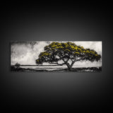 Majestic Tree, Black and White Landscape, Nature Art, Rustic Wall Decor, Framed Canvas Print, Living Room Art, Fall Inspired, Timeless Scene