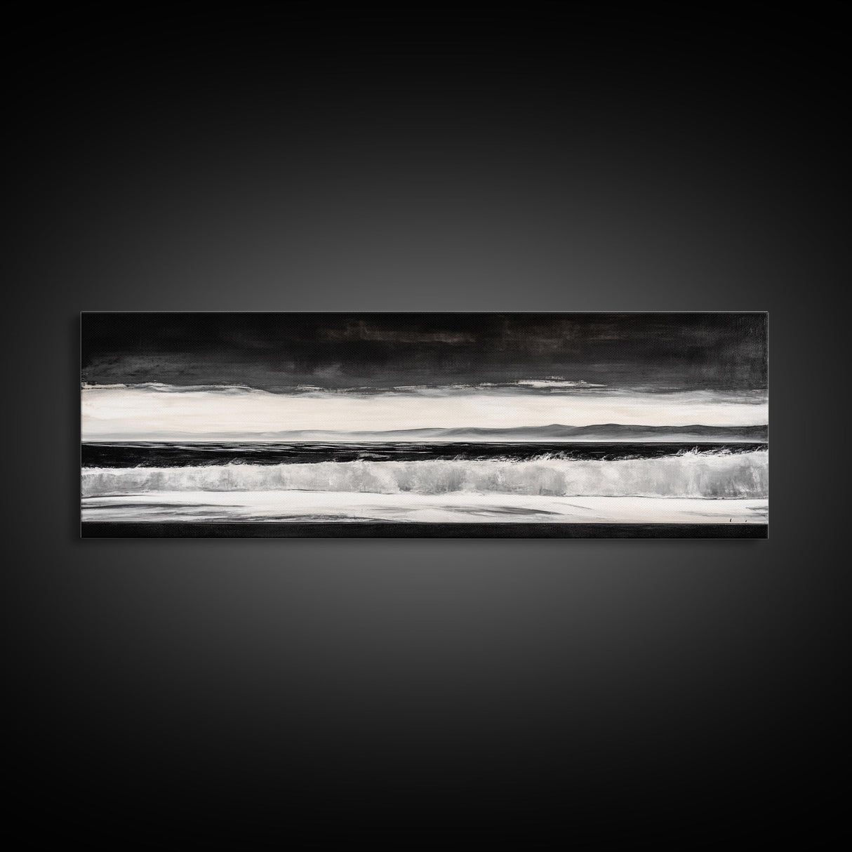 Monochrome Waves, Black and White Seascape, Ocean Art, Canvas Print, Minimalist Home Decor, Modern Coastal Wall Art