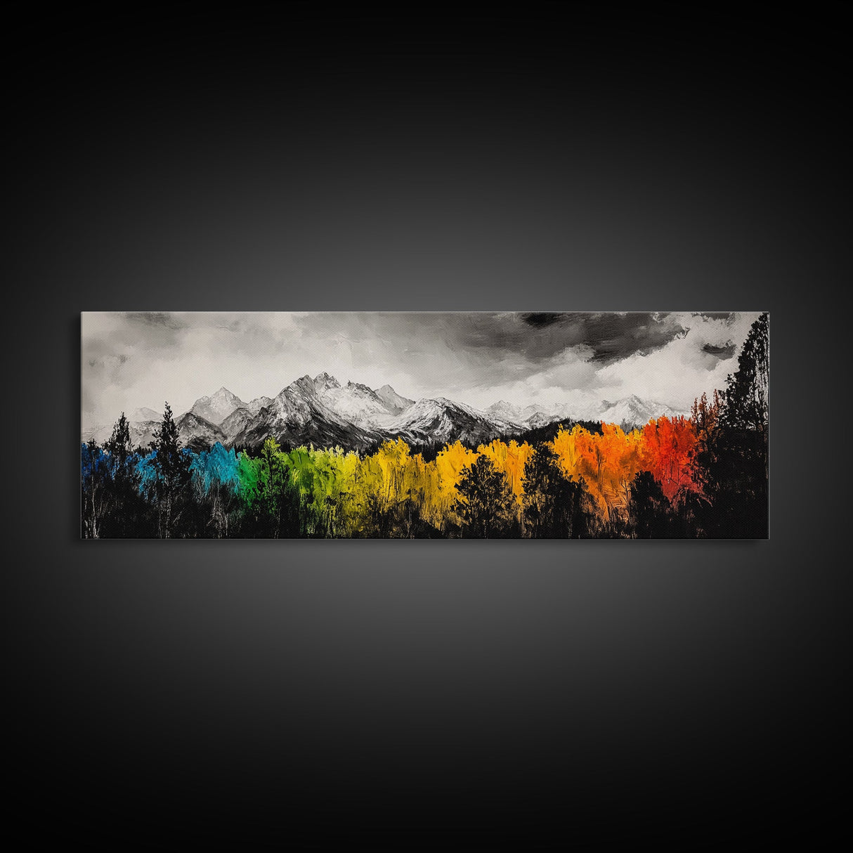 Autumn Colors, Vibrant Mountain Art, Seasonal Landscape, Framed Canvas Print, Nature Wall Art, Cabin Decor, Large Print