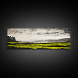 Rolling Hills, Golden Grasslands, Nature Painting, Framed Canvas Print, Rustic Decor, Large Landscape Art, Serene Home Wall Art