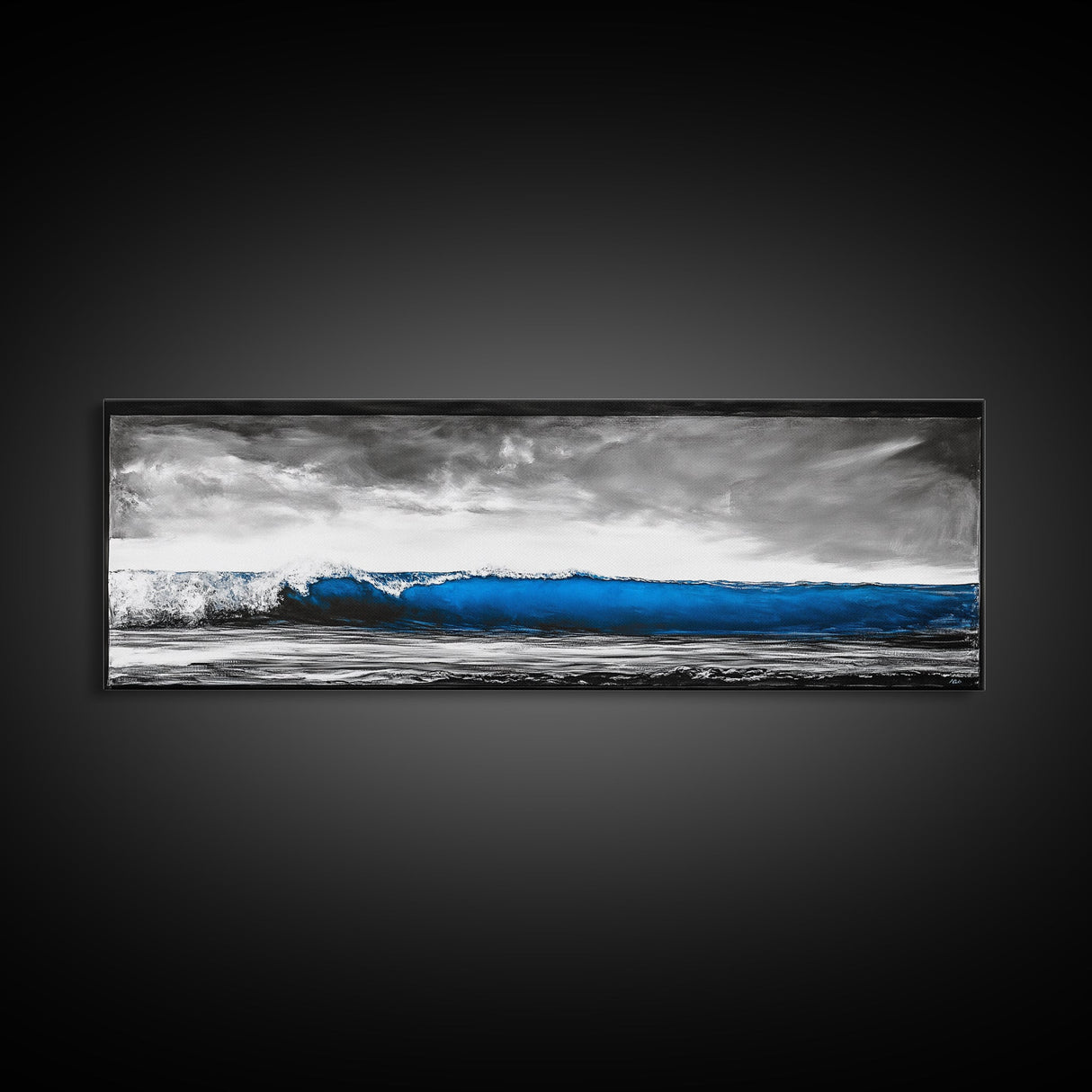 Blue Wave, Stormy Ocean, Abstract Seascape, Beach Home Decor, Canvas Print, Coastal Wall Art, Minimalist Style, Bedroom Artwork