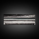 Ocean Bench, Beach Serenity, Black and White Seascape, Minimalist Art, Framed Canvas Print, Calm Coastal, Meditation Space
