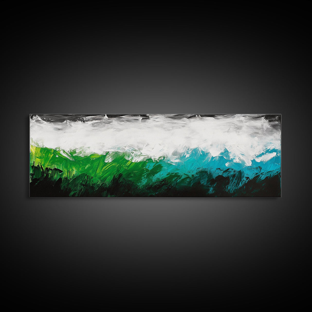 Abstract Seascape, Textured Wave, Coastal Artwork, Modern Ocean Print, Minimalist Blue Green Decor, Framed Canvas Print, Gift Idea