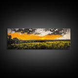 Sunset Landscape, Golden Sky, Framed Canvas Print, Modern Wall Art, Large Landscape Art, Fall Decor, Living Room Art, Rustic Home Decor