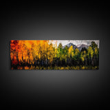 Autumn Trees, Mountain View, Framed Canvas Print, Fall Landscape Art, Rustic Home Decor, Large Wall Art, Warm Color Wall Art
