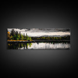 Lake Reflection, Mountain Trees, Framed Canvas Print, Serene Landscape Art, Large Nature Wall Art, Tranquil Home Decor, Bedroom Wall Art