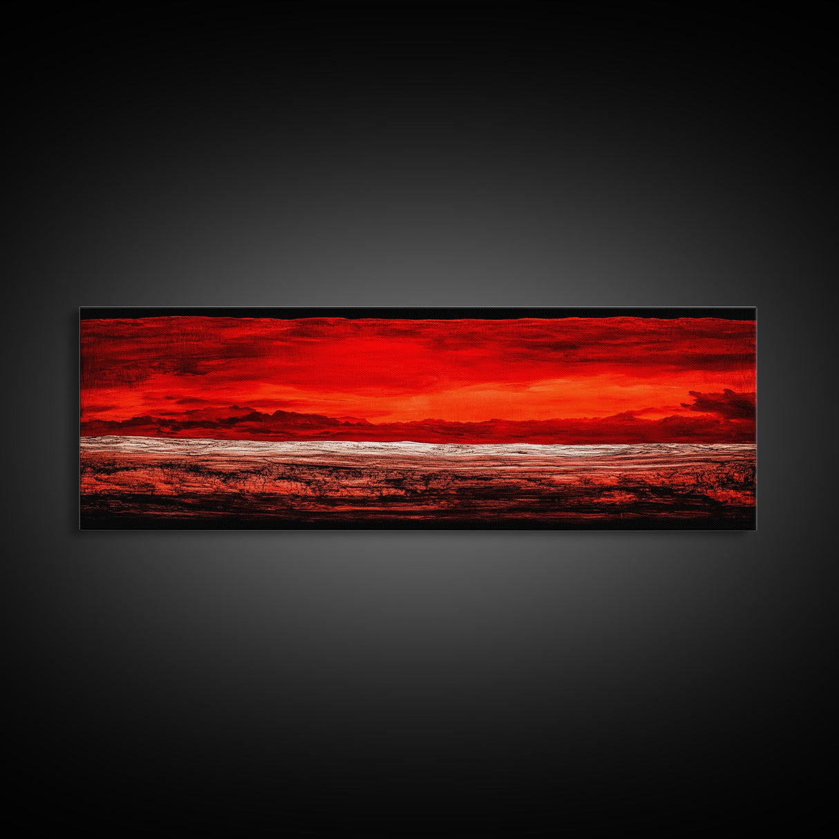 Red Sky, Abstract Desert Art, Bold Landscape, Dramatic Sunset, Earthy Tones, Modern Southwest Decor, Framed Canvas Print