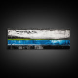 Lake Reflection, Blue Water Art, Minimalist Landscape, Nature Serenity, Monochrome Sky, Peaceful Home Decor, Canvas Print
