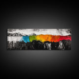 Bold Landscape, Modern Abstract Art, Colorful Mountain Scene, Black and White Contrast, Nature Inspired Home Decor, Canvas Print