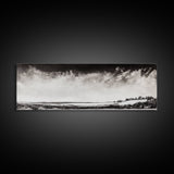 Minimalist Landscape, Black and White Art, Cloudy Sky, Framed Canvas Print, Modern Wall Art, Neutral Home Decor, Monochrome Landscape