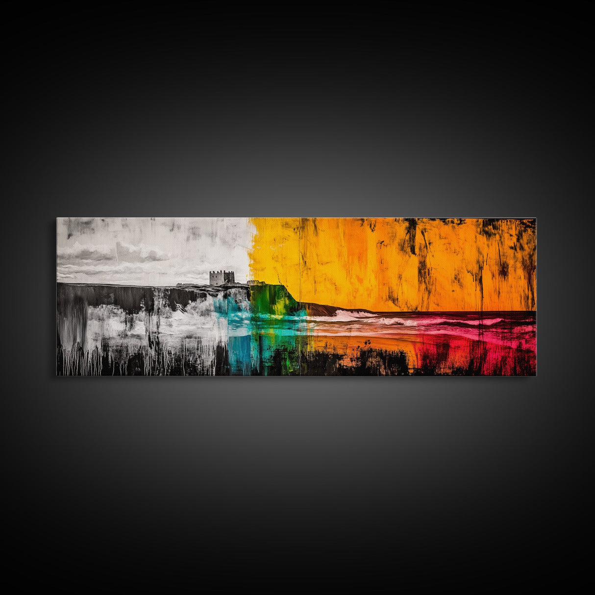 Castle Coast, Dramatic Seascape, Colorful Ocean, Canvas Print, Abstract Wall Art, Home Office Decor, Large Wall Art, Unique Gift